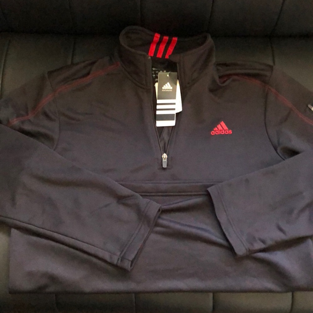 Adidas jacket half zip with arm pocket!